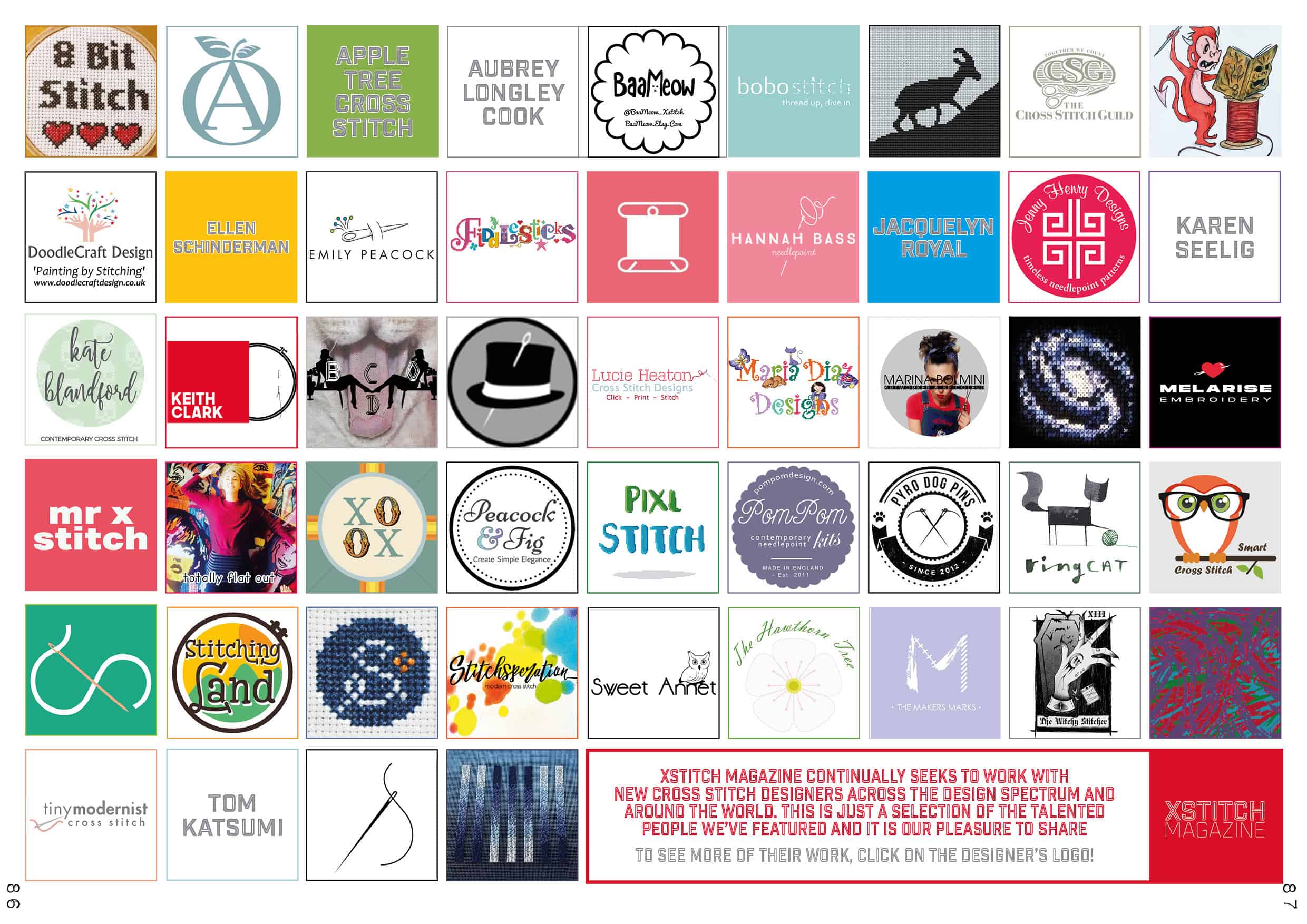 A Selection of the Designers featured in XStitch